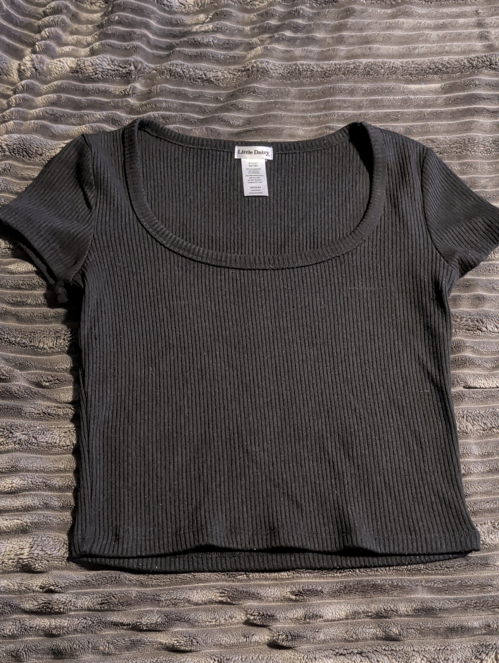 Black Ribbed Scoop Crop Top
